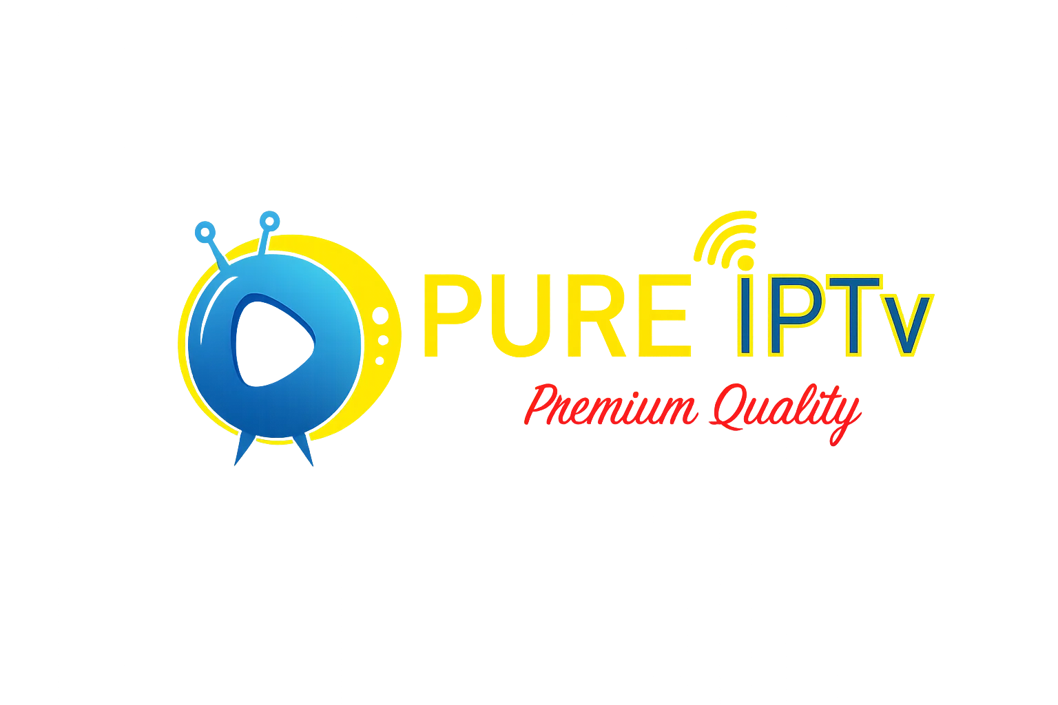 Pure IPTV app interface displayed on Smart TV, mobile, tablet, and streaming devices