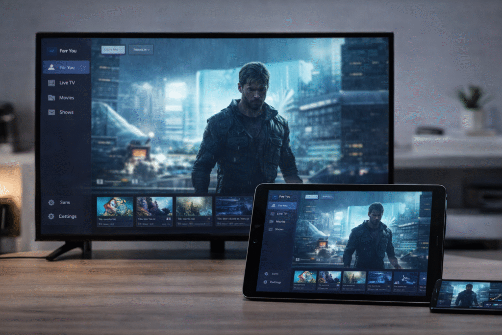 IPTV control panel compatible with multi‑device streaming on TV and tablet